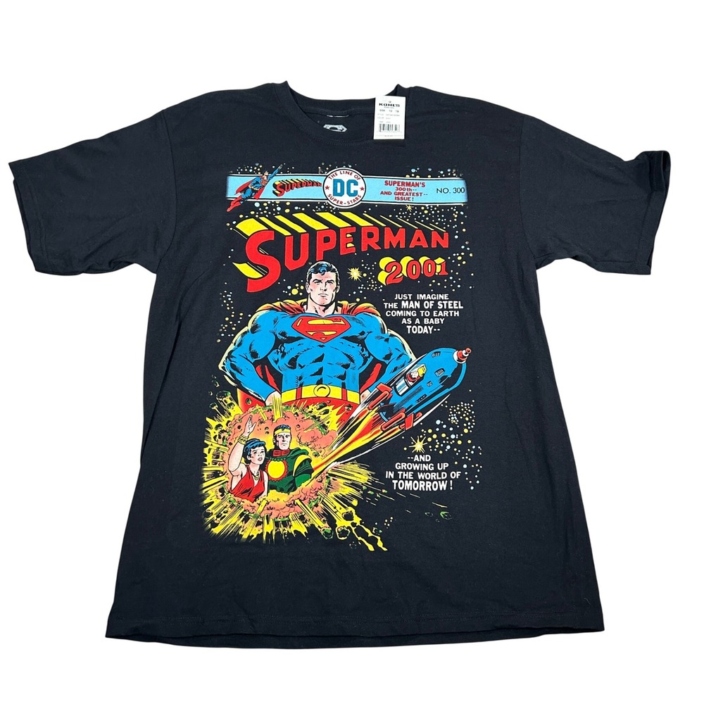 Superman 2001 Comic Cover Black Graphic T Shirt Mens Large DC Comics